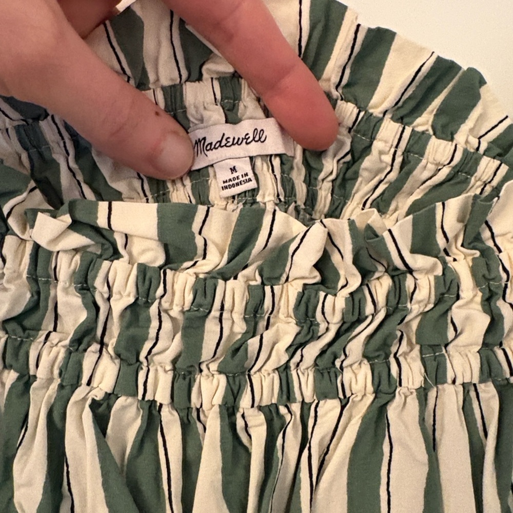 Madewell Striped Green & White Summer Dress - Picture 3 of 4